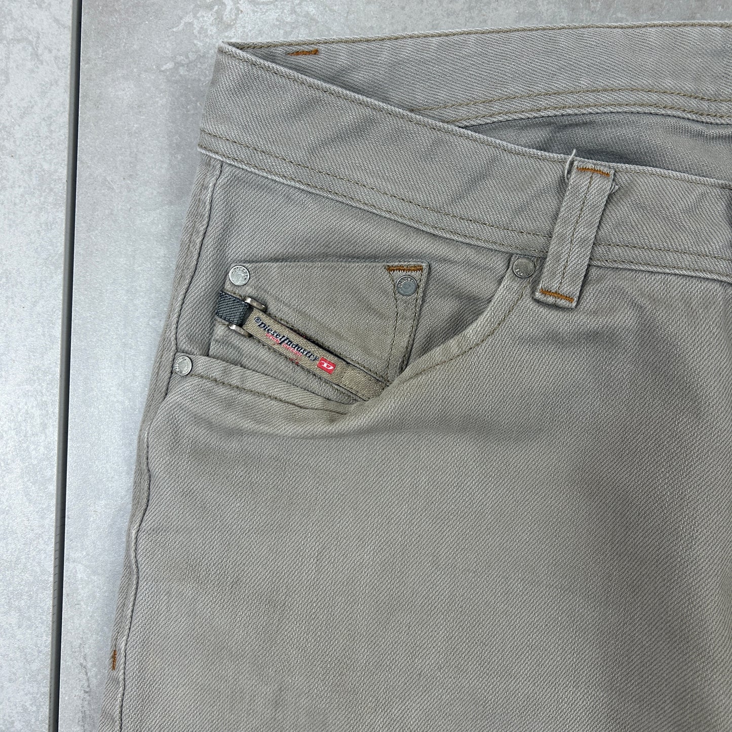 Vintage Diesel Straight Khaki Stone Denim Jeans - 36