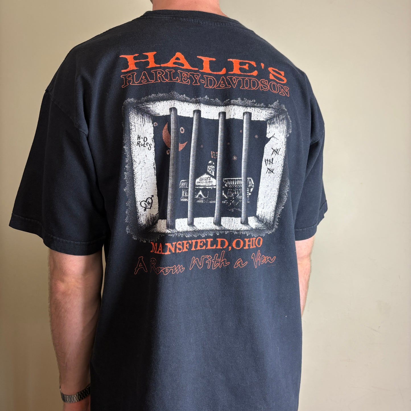 Vintage 2005 Harley Davidson Black Flames Graphic T-Shirt - L