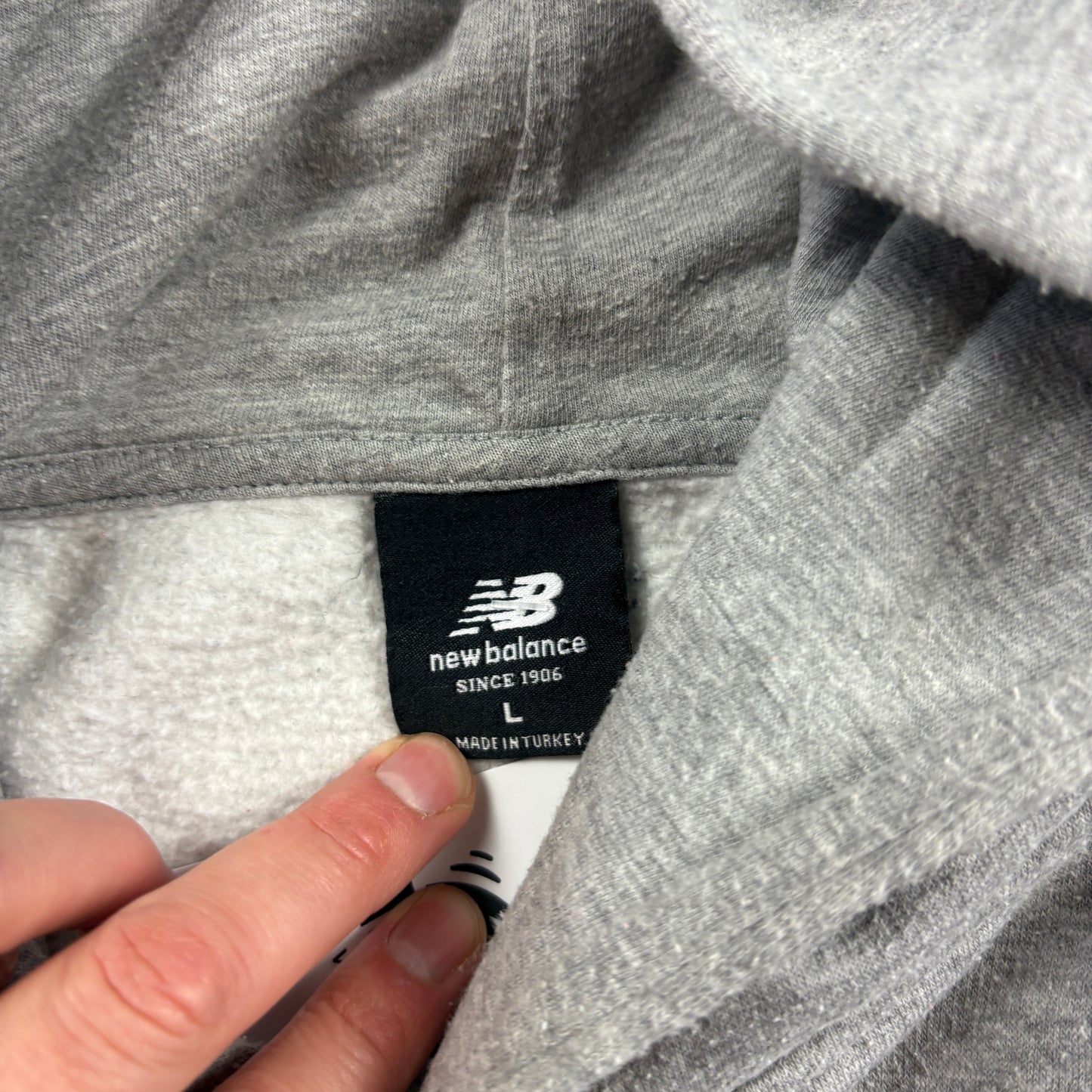 Vintage New Balance Grey Hoodie Sweatshirt - L