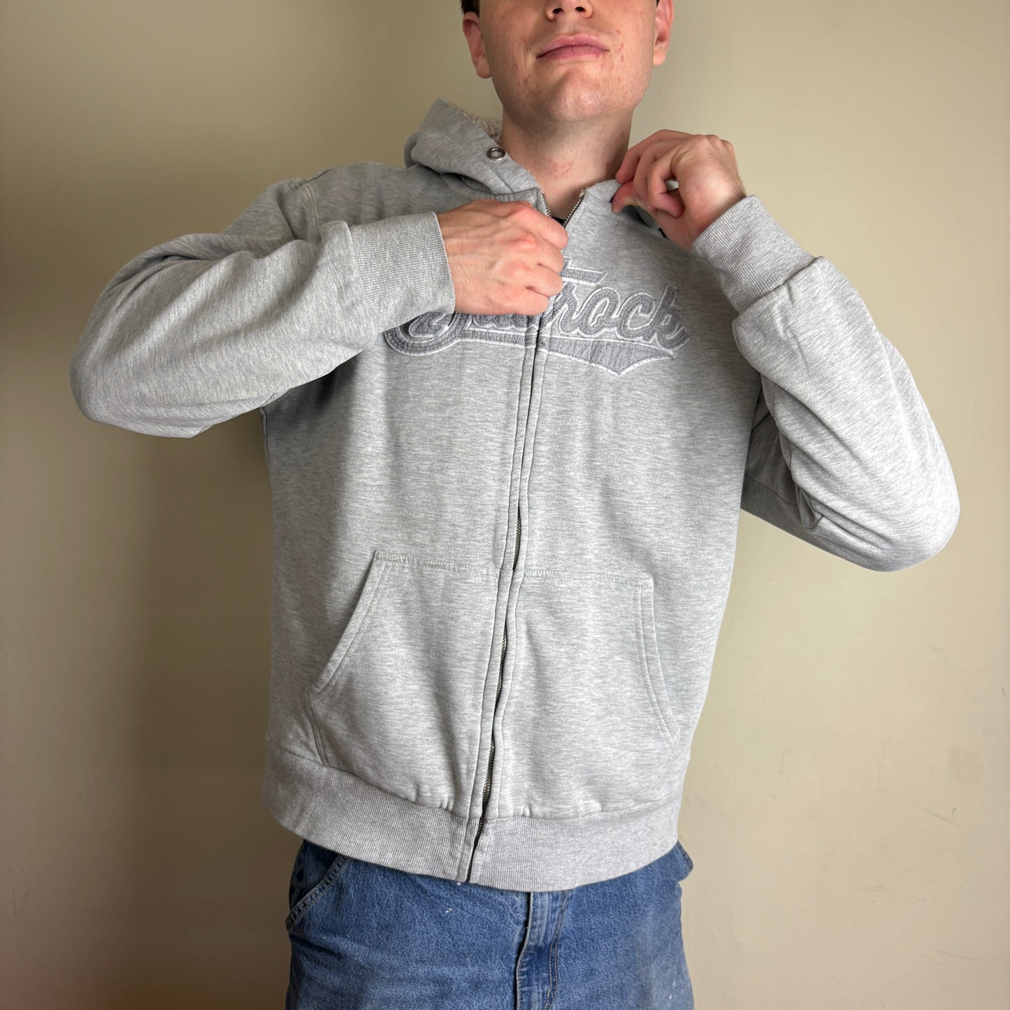 Vintage Saltrock Fleece Lined Grey Surfwear Hoodie Sweatshirt - L