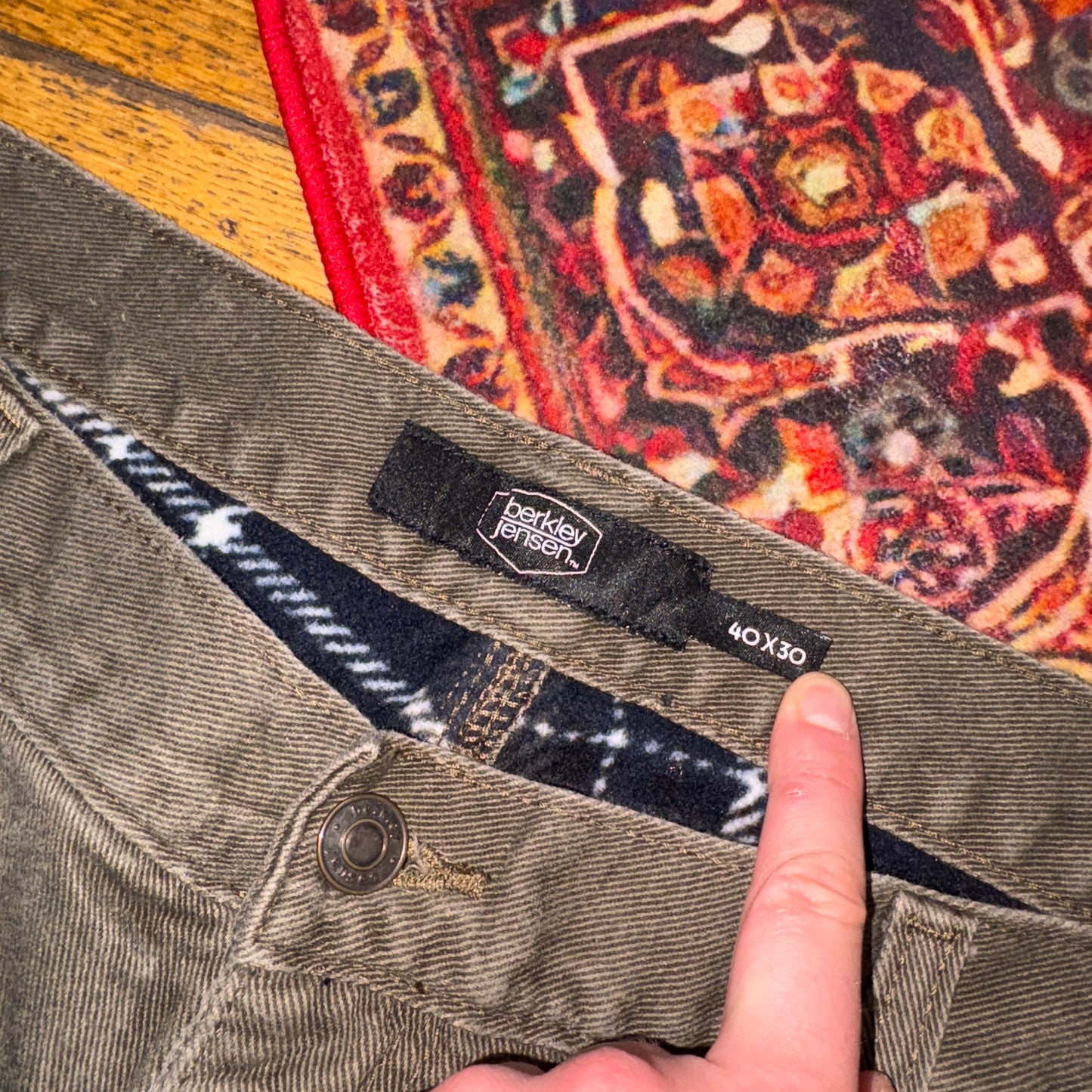 Vintage Green Khaki Blanket Lined Workwear Baggy Jeans - 42S