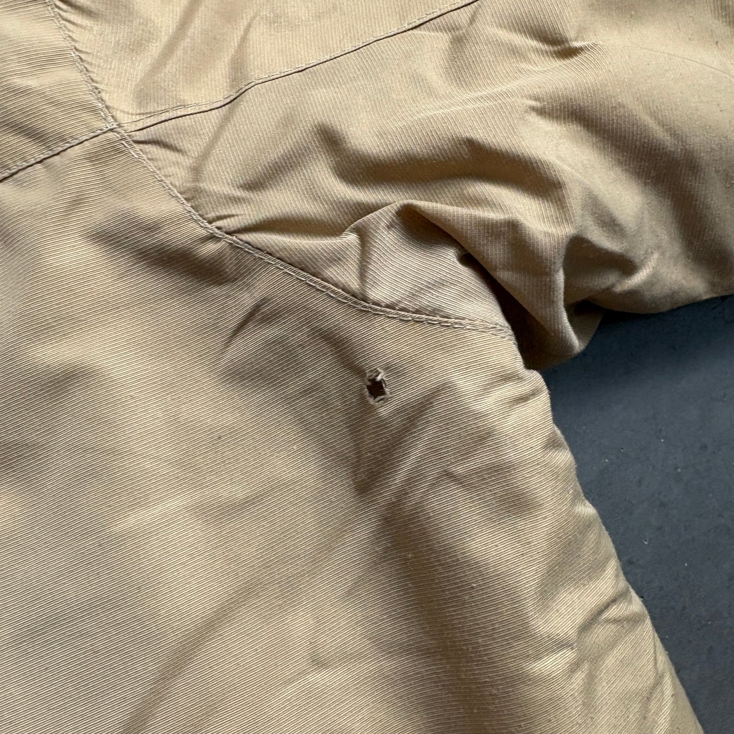 Vintage Prada Brown Cream 00s Funnel Neck Harrington Jacket - XL