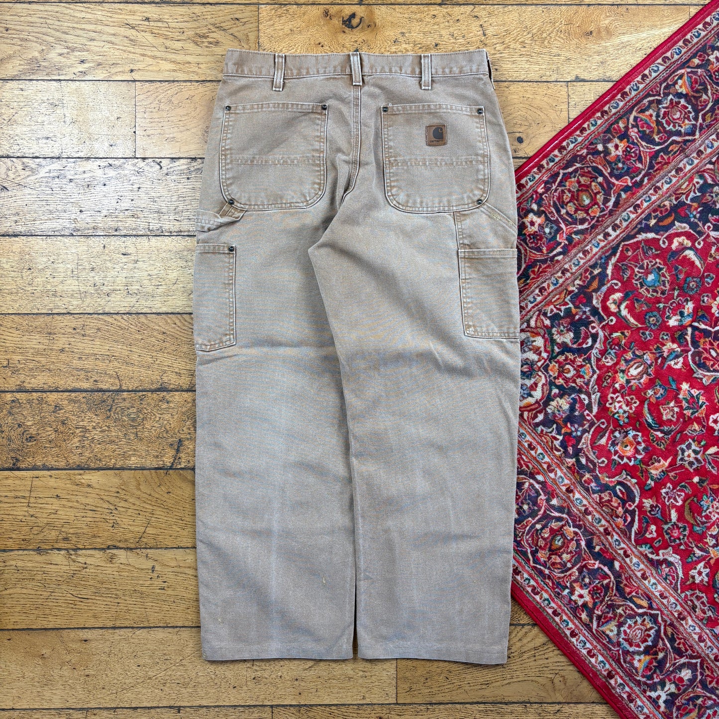 Vintage Carhartt Brown Double Knee Workwear Carpenter Baggy Trousers - 33