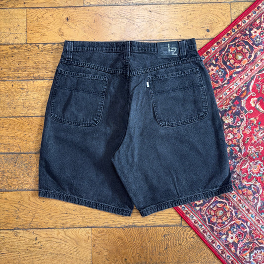 Vintage Levis L2 Rare Baggy Black Denim Shorts - 36