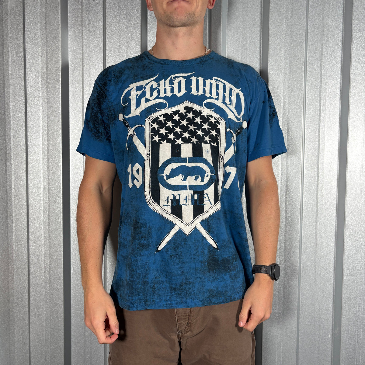 Ecko Unltd Blue Graphic Hip Hop Y2K T Shirt - L