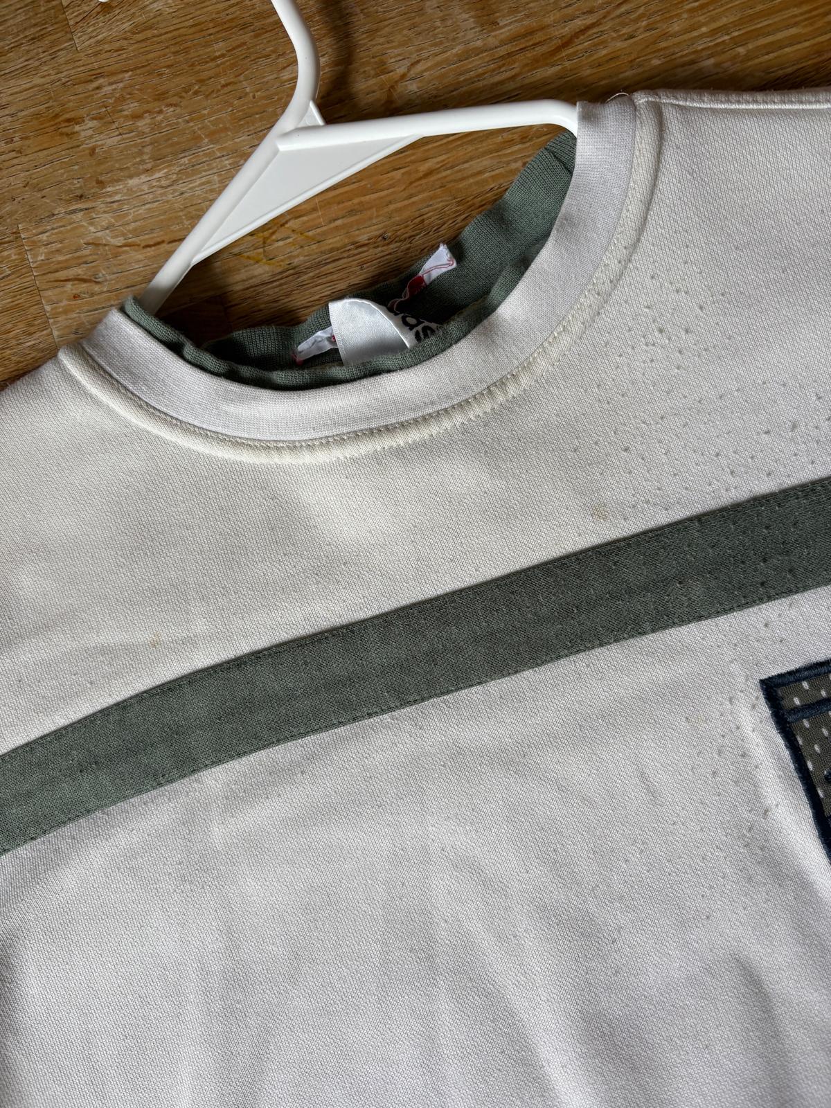 Vintage 90s Adidas Cream Green Embroidered Sweatshirt - S