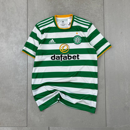 Celtic 2020/21 Adidas Home Football Kit Green and White - M