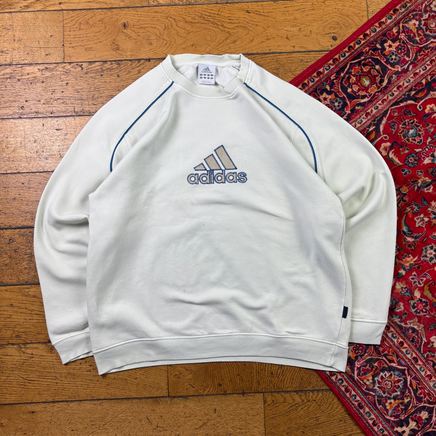 Vintage Adidas Cream Embroidered Sweatshirt - L