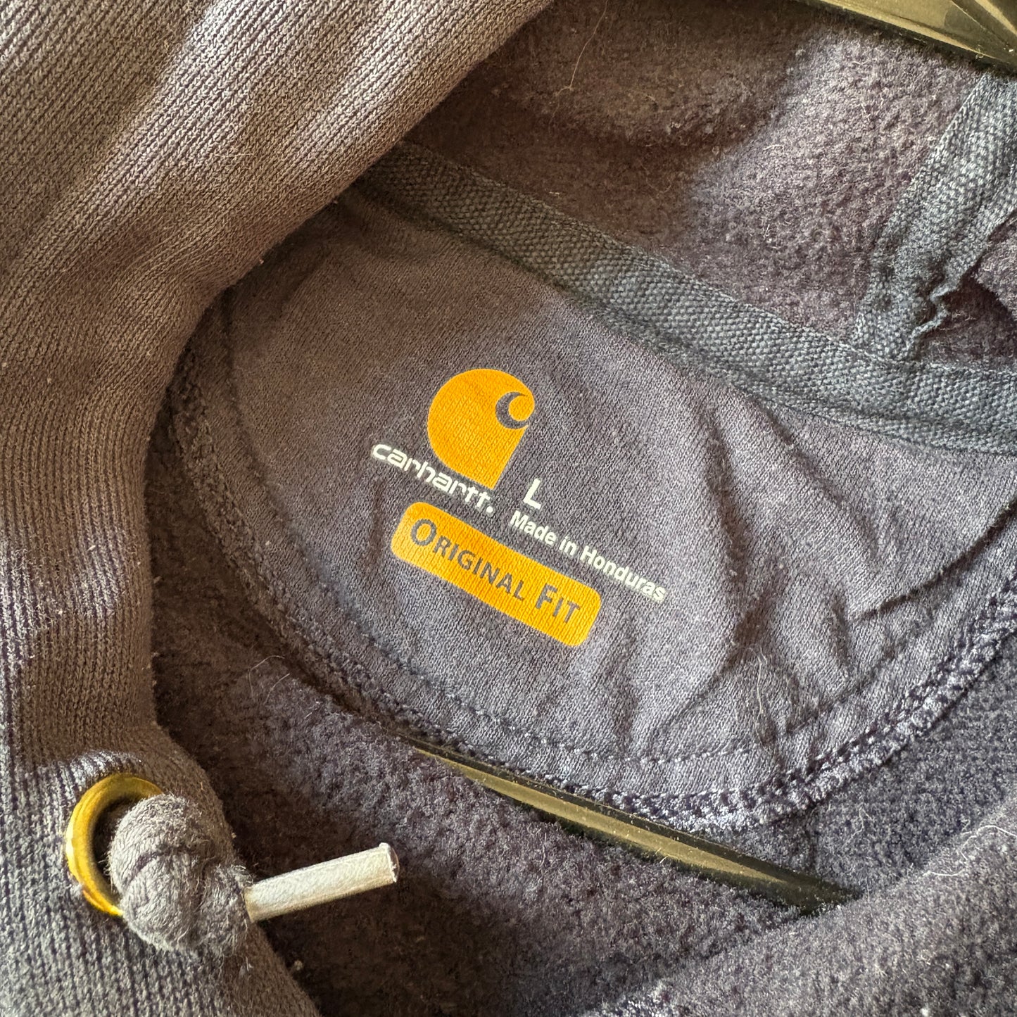 Vintage Carhartt Navy Embroidered Hoodie Sweatshirt -