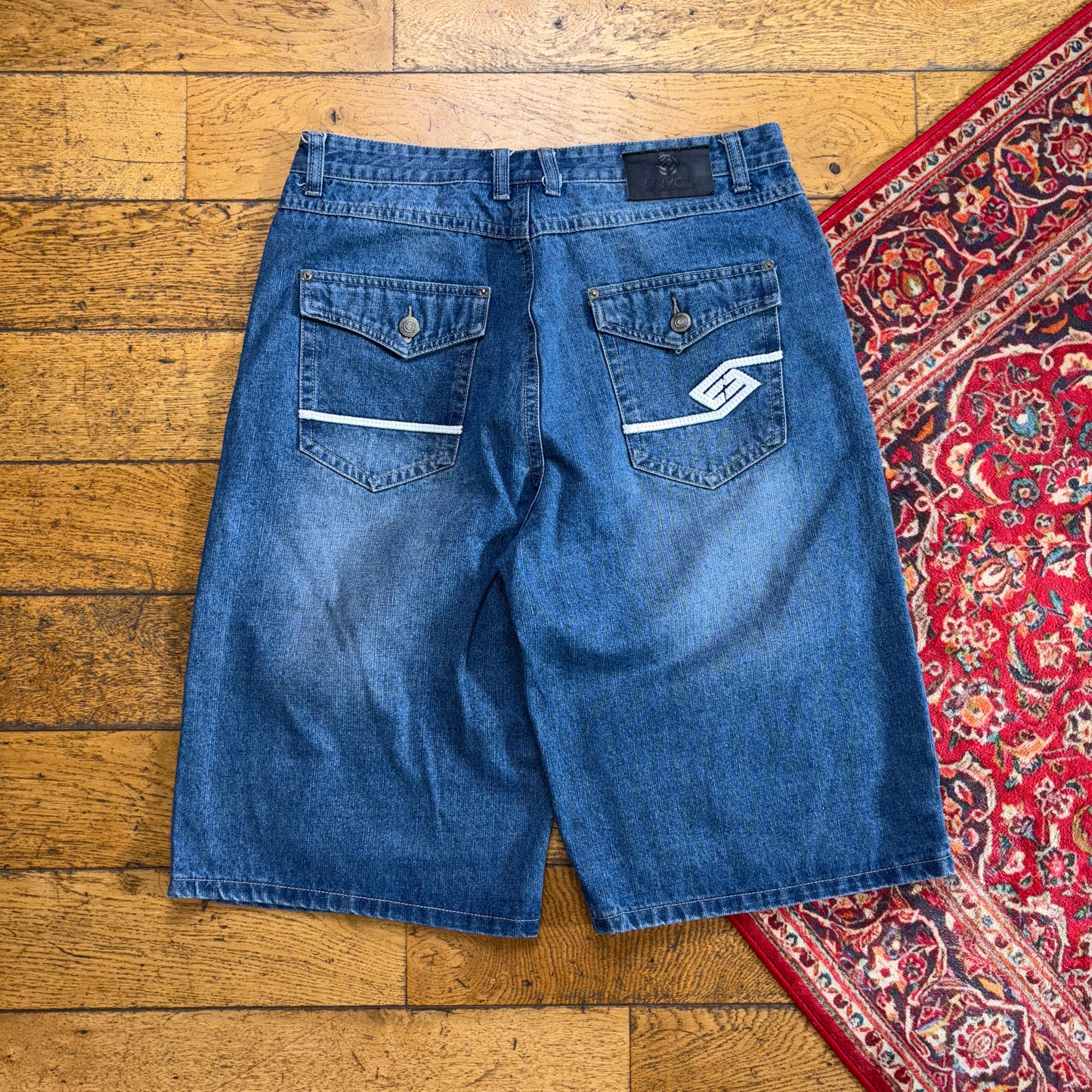 Vintage Enyce Embroidered Blue Hip Hop Baggy Shorts Jorts - 36