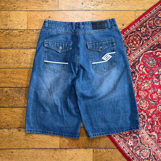 Vintage Enyce Embroidered Blue Hip Hop Baggy Shorts Jorts - 36