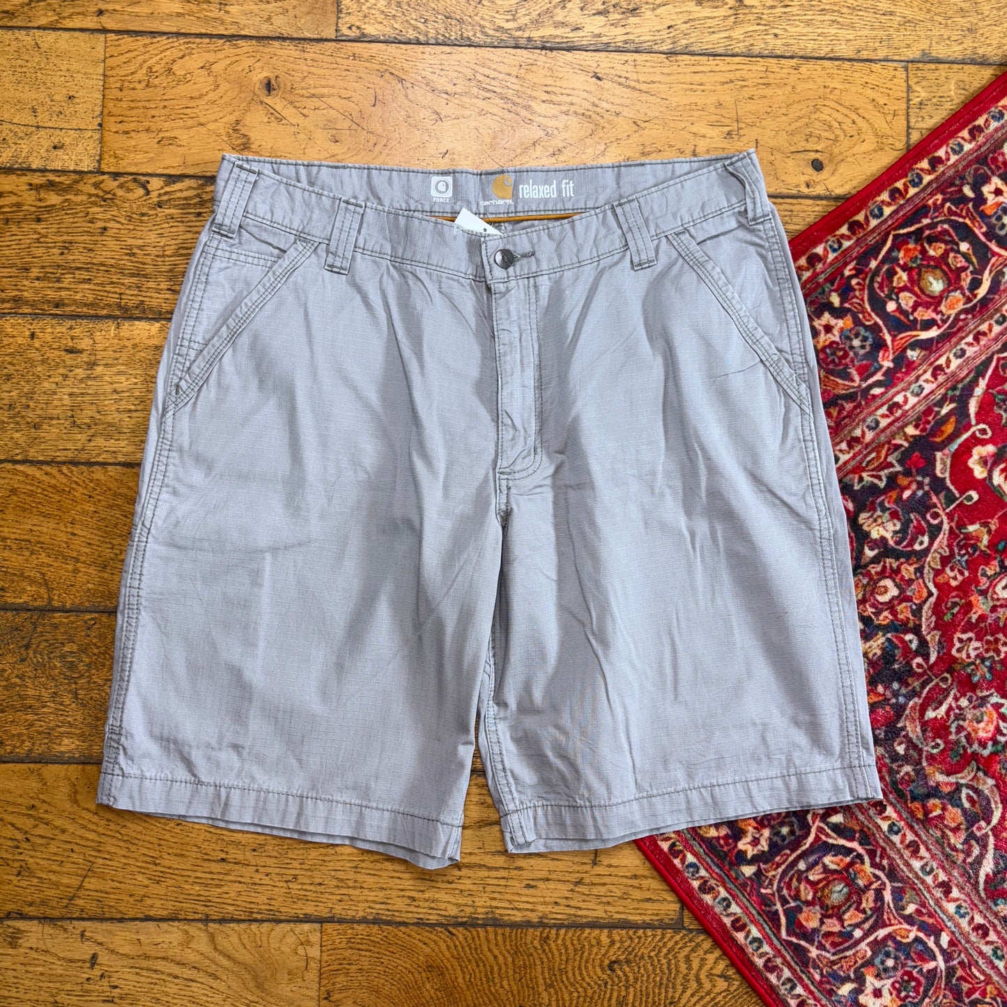 Vintage Carhartt Workwear Light Grey Baggy Carpenter Shorts - 38