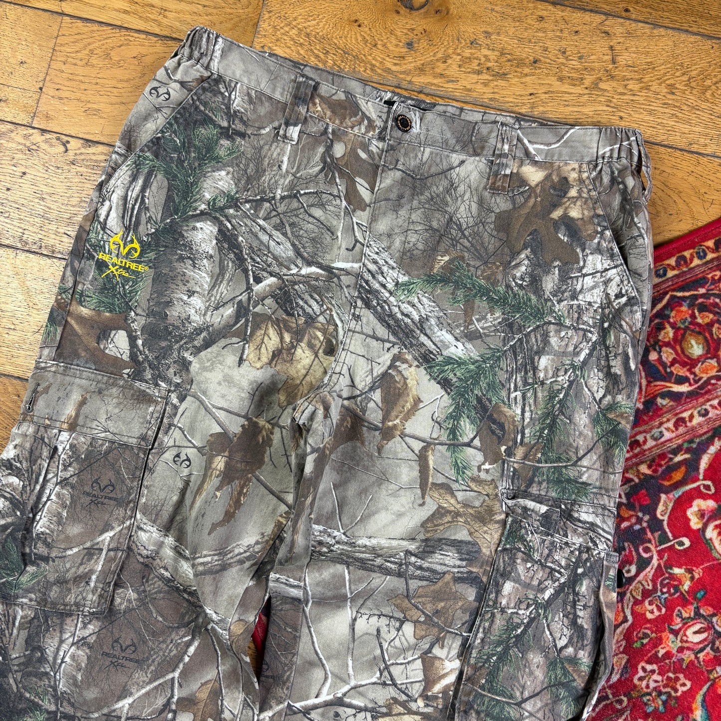 Vintage Real Tree Camo Cargo Green Hunting Workwear Trousers - 38