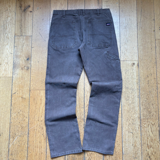 Vintage Dickies Workwear Carpenter Brown Baggy Trousers - 32