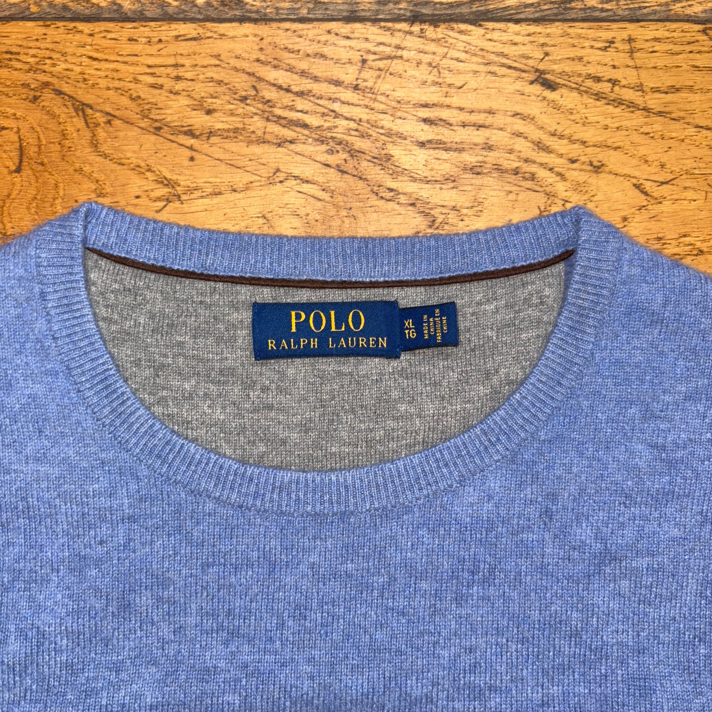 Vintage Ralph Lauren Blue Wool Knit Jumper - XL