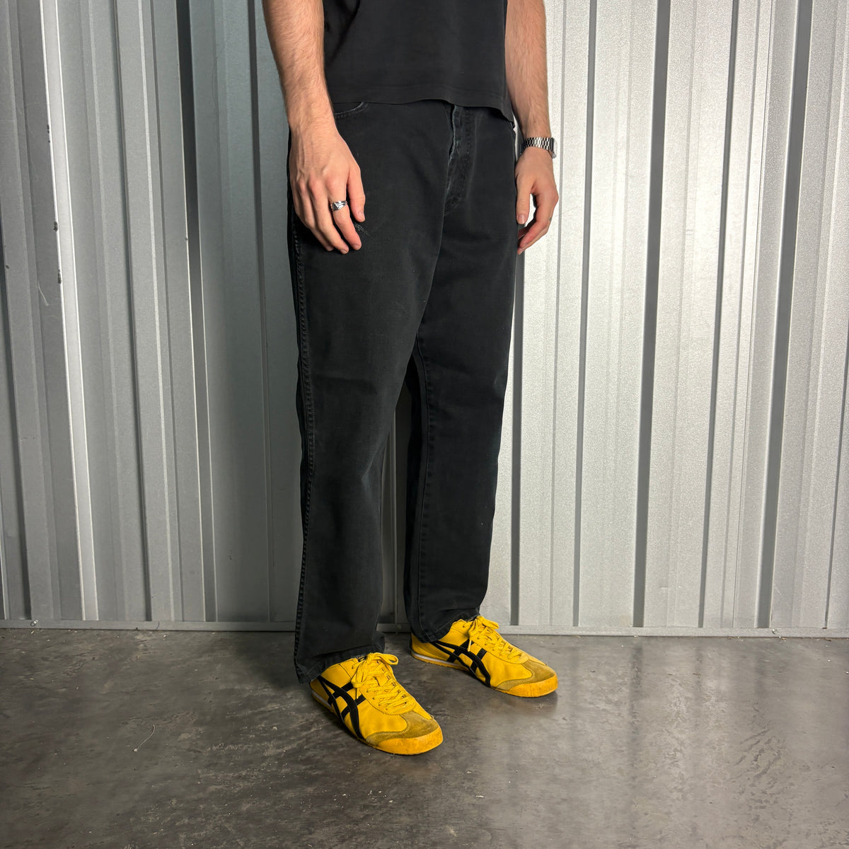 Wrangler Black Baggy Straight Workwear Jeans - 36S