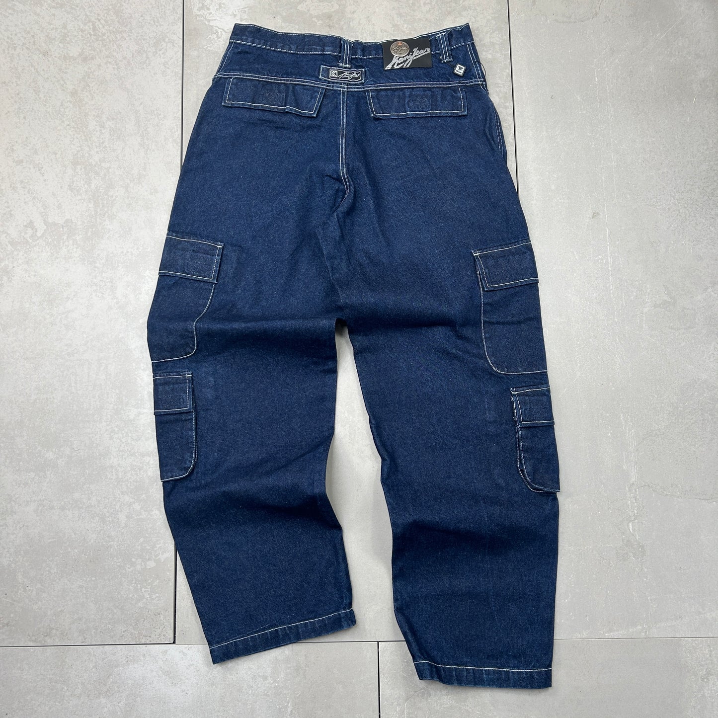 Vintage Karl Kani Hip Hop Baggy Cargo Blue Jeans - 36