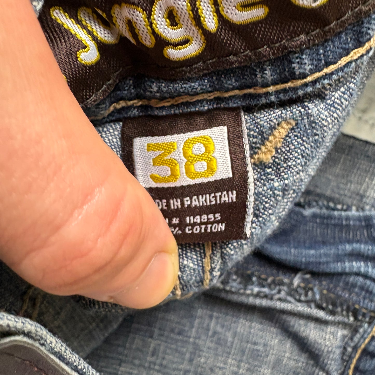 Vintage 5ive Jungle Blue Embroidered Y2K Hip Hop Baggy Jeans - 38