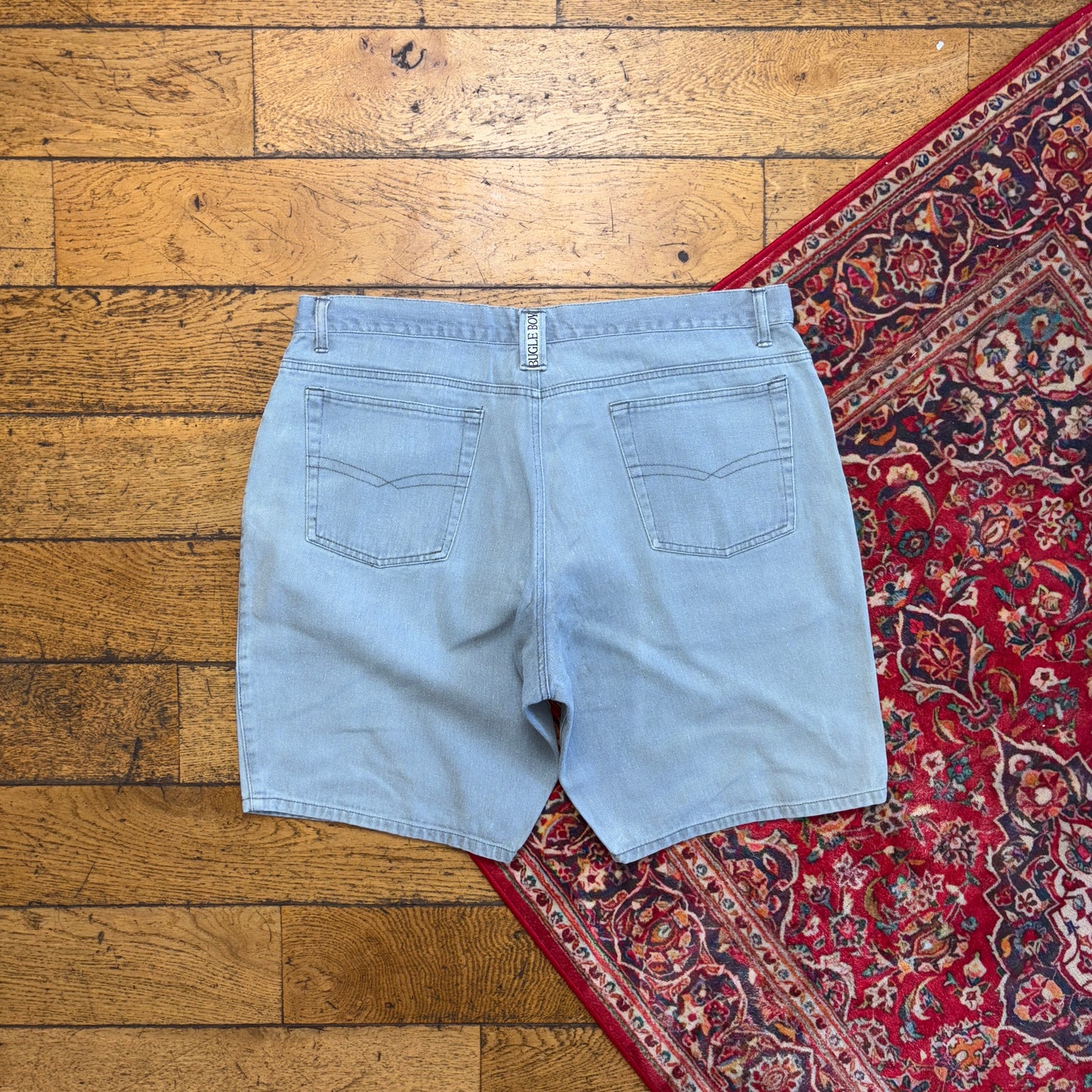 Vintage Bugle Boy Blue Denim Carpenter Baggy Shorts - 38