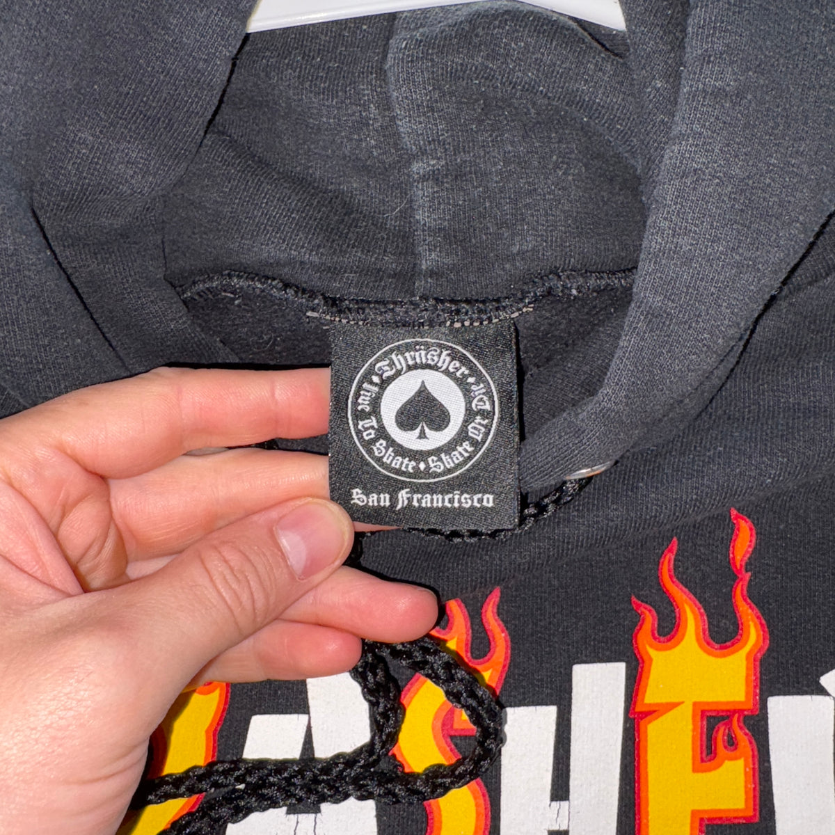 Thrasher Black Skate Flames Hoodie Sweatshirt - S