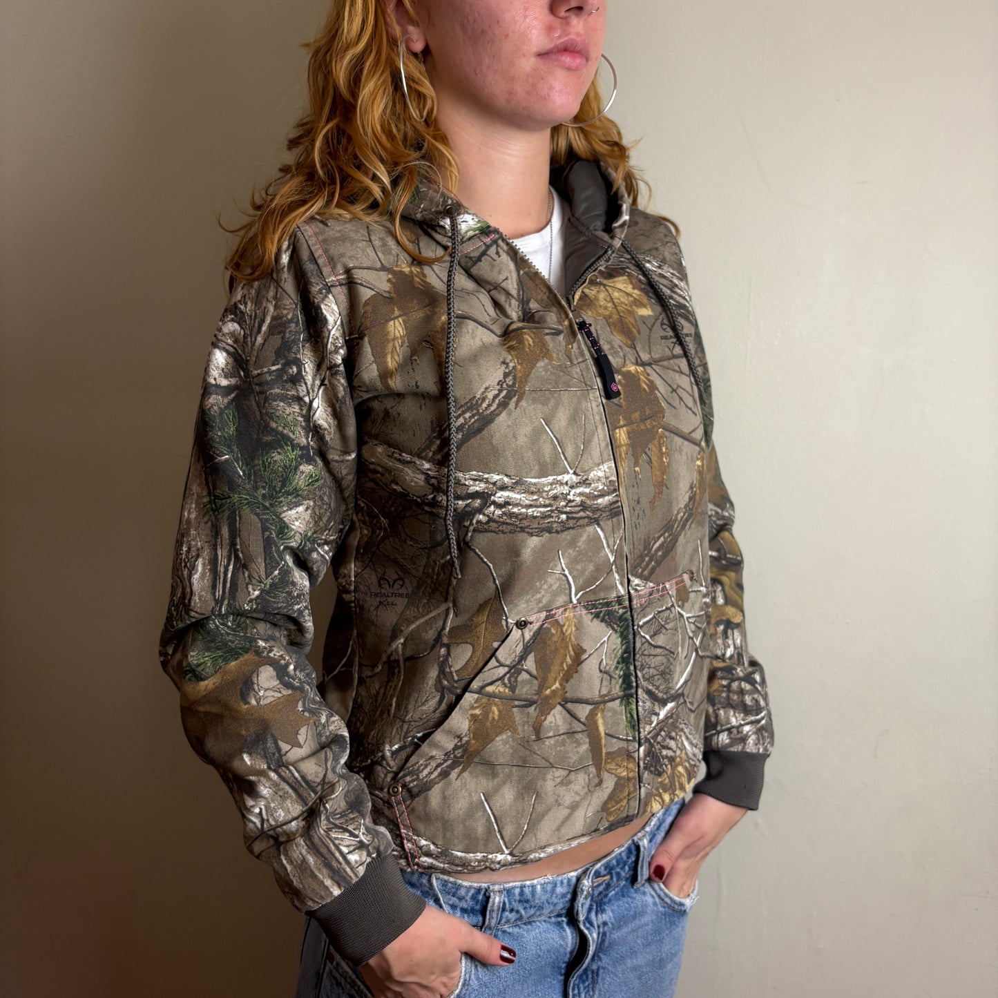 Vintage Realtree Womens Green Camo Hooded Active Workwear Jacket - S