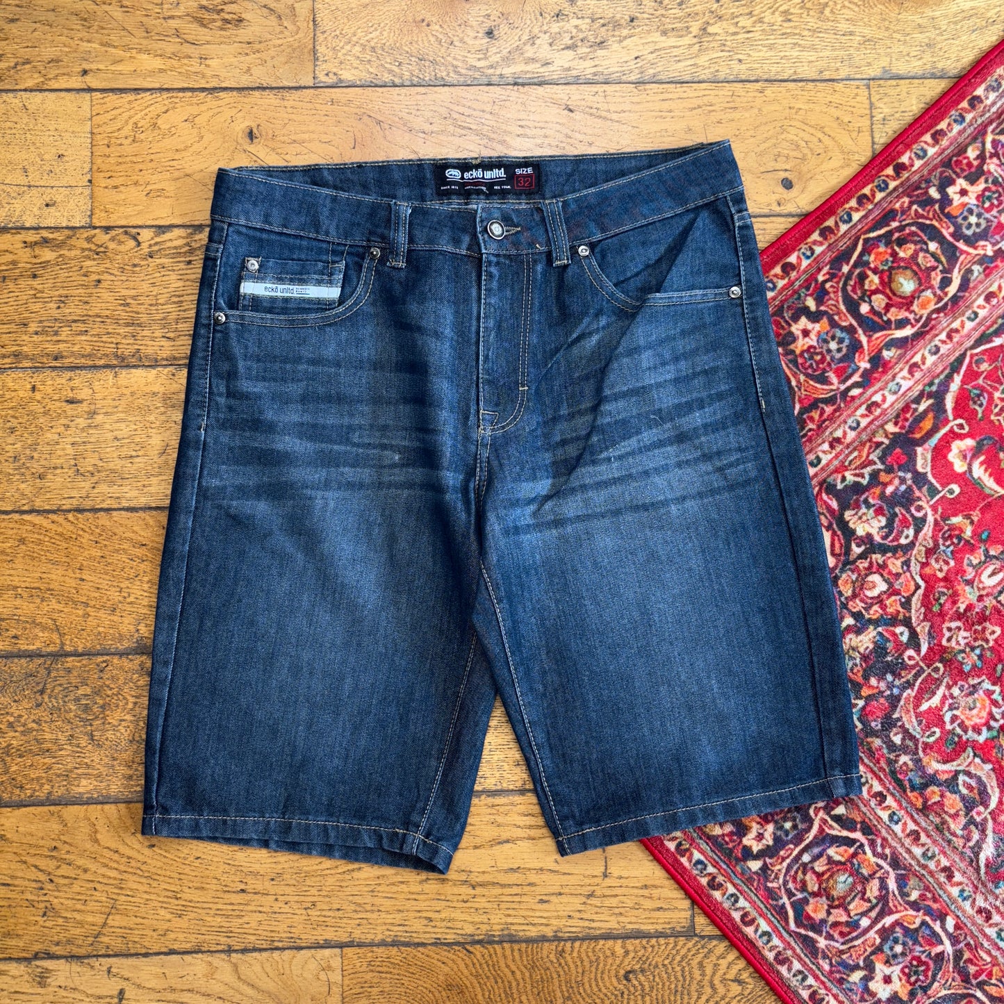 Vintage Ecko UNLTD Embroidered Blue Hip Hop Baggy Shorts Jorts - 36