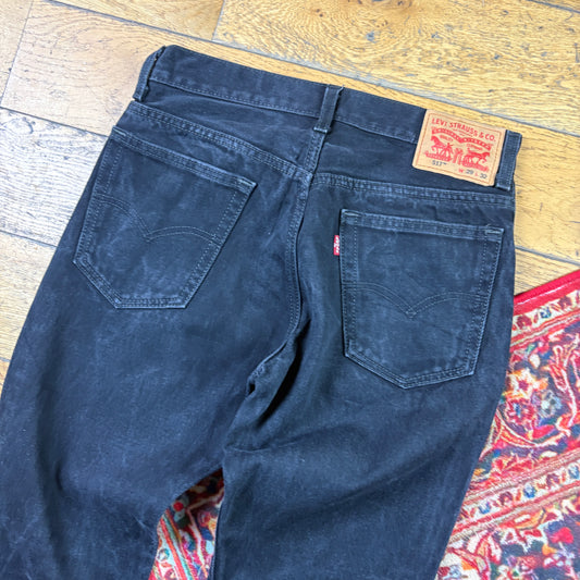 Vintage Levis 517 Slim Bootcut Black Denim Jeans - 29