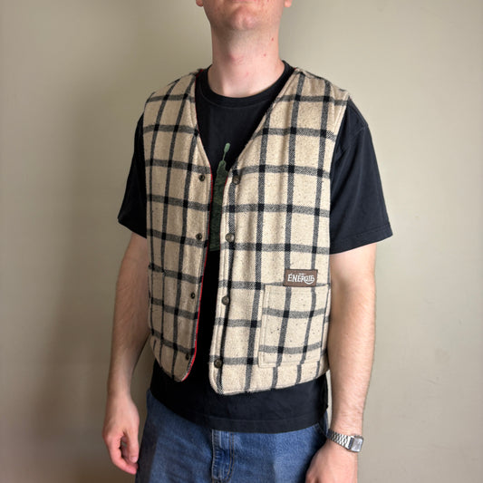 Vintage Energie Nova Check Gilet Vest Jacket - M