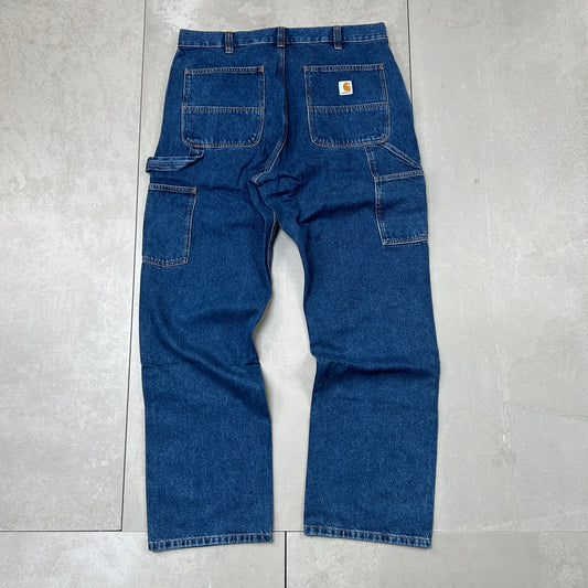 New Carhartt Double Knee Carpenter Baggy Blue Jeans - 36