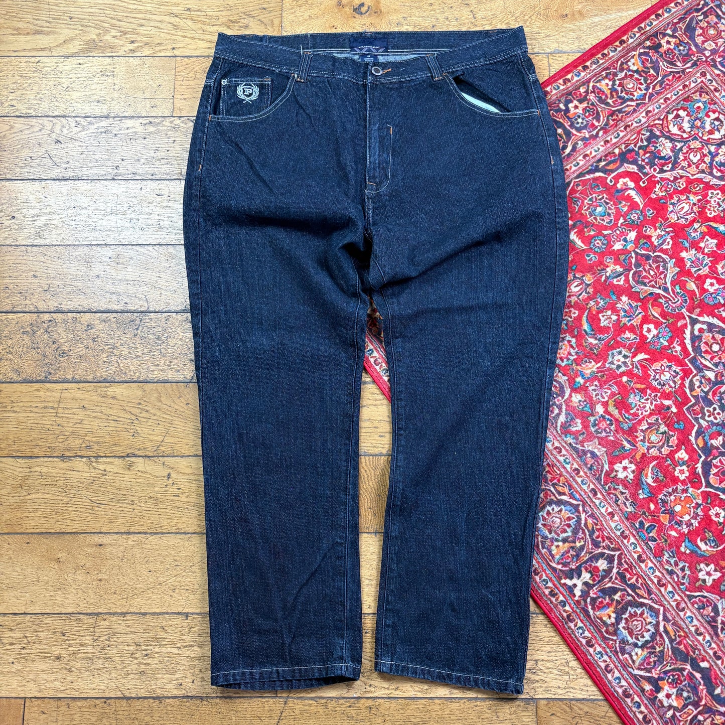 Vintage Phat Farm Blue Embroidered Y2K Hip Hop Baggy Jeans - 46