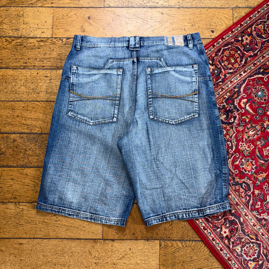 Vintage Embroidered Hip Hop Baggy Blue Shorts Jorts - 38