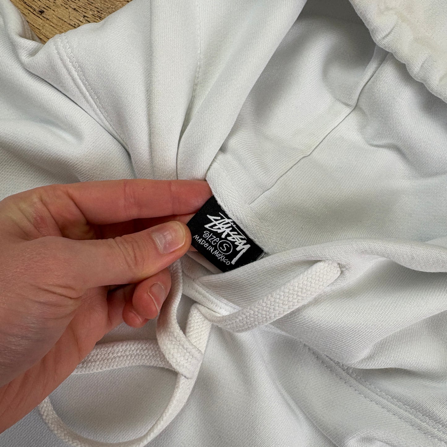 Vintage Stussy White Skate Hoodie Sweatshirt - S