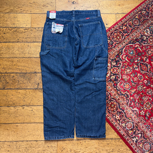 Vintage Wrangler Blue Fleece Lined Carpenter Workwear Baggy Trousers -34S