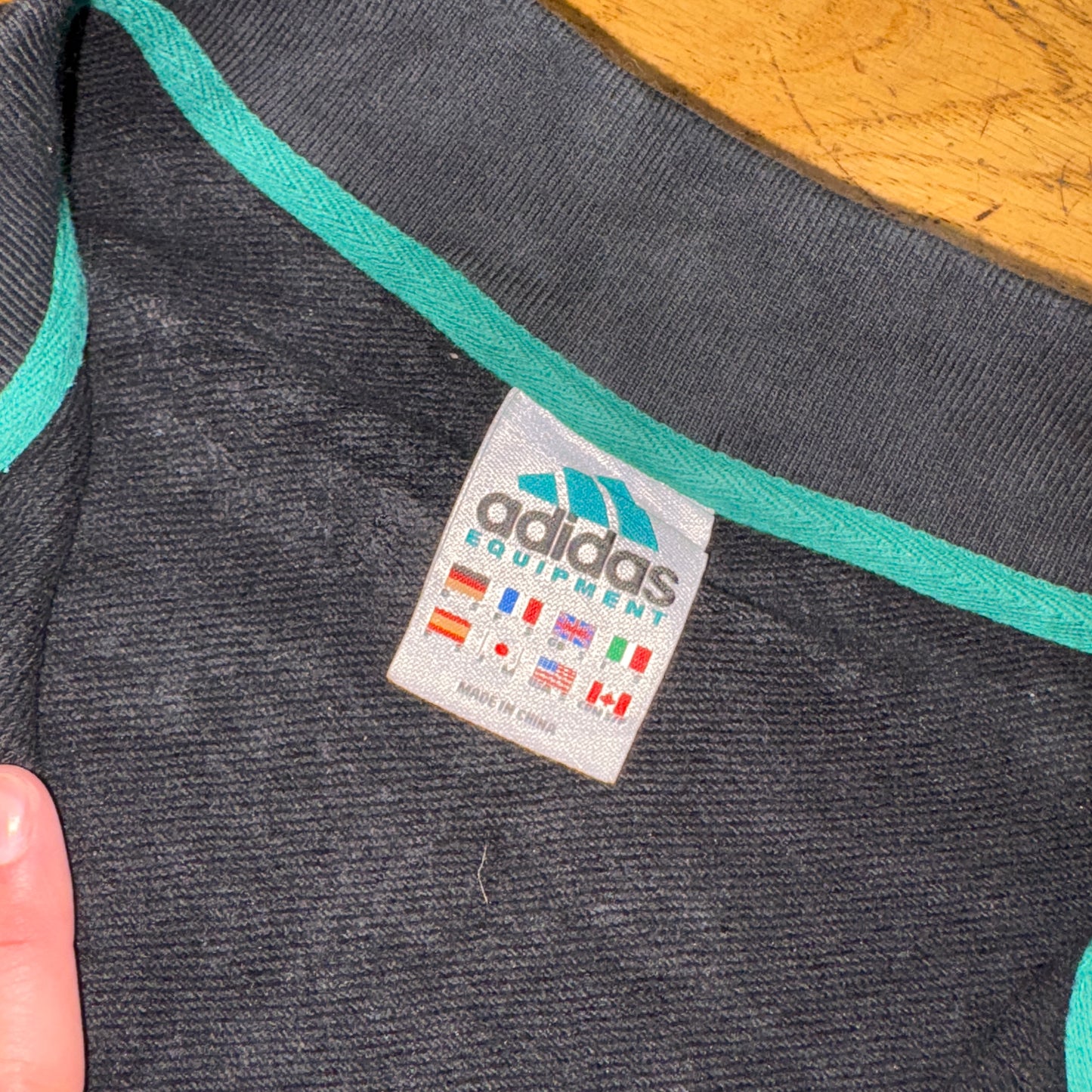 Vintage 90s Adidas Equipment Zip Black Embroidered Sweatshirt - S