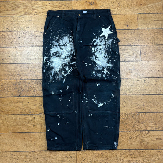 Vintage Carhartt Black Double Knee Workwear Carpenter Baggy Trousers - 38