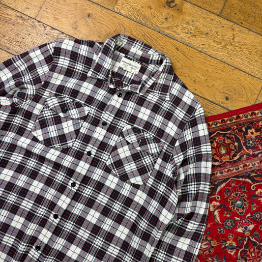 Vintage Ralph Lauren Heavy Flannel Navy White Shirt - L