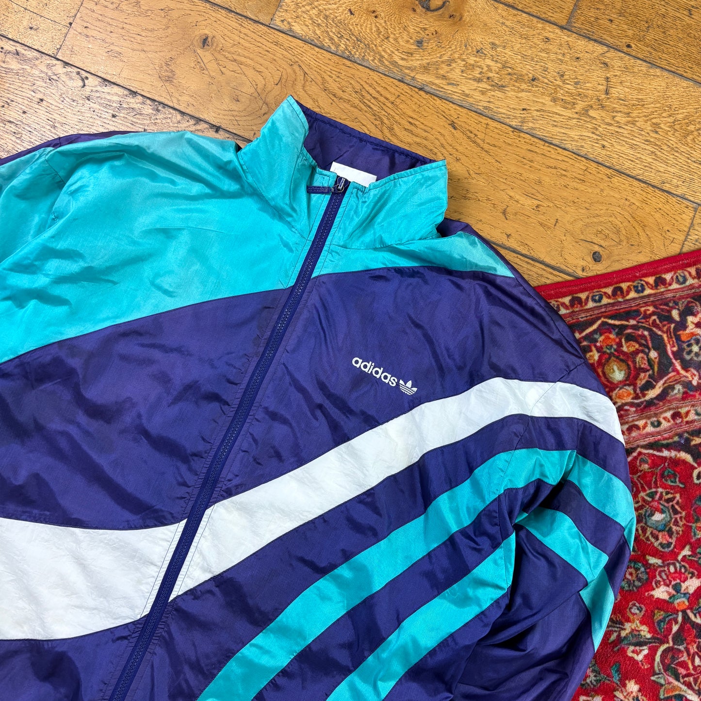 Vintage Adidas Purple Blue 80s Tracksuit Track Shell Windbreaker Jacket - XL