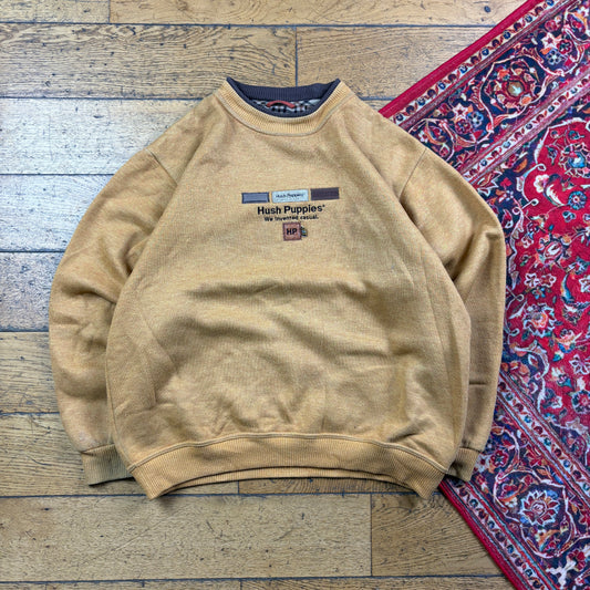Vintage 90s Hush Puppies Boxy Brown Embroidered Sweatshirt - L