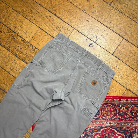 Vintage Carhartt Workwear Grey Brown Carpenter Baggy Trousers - 36R