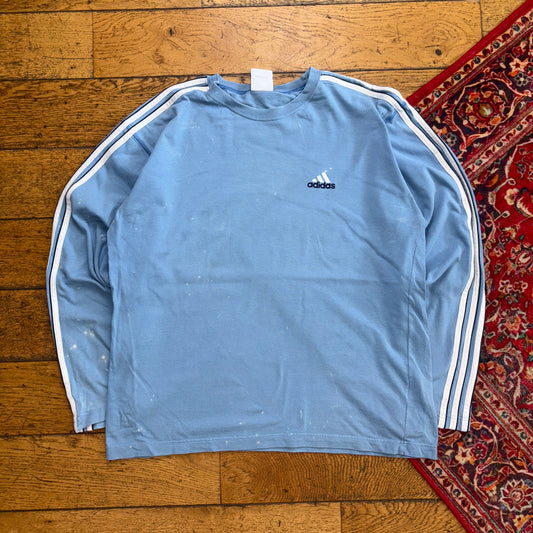 Vintage Adidas Blue Long Sleeve Embroidered Graphic T-Shirt - M