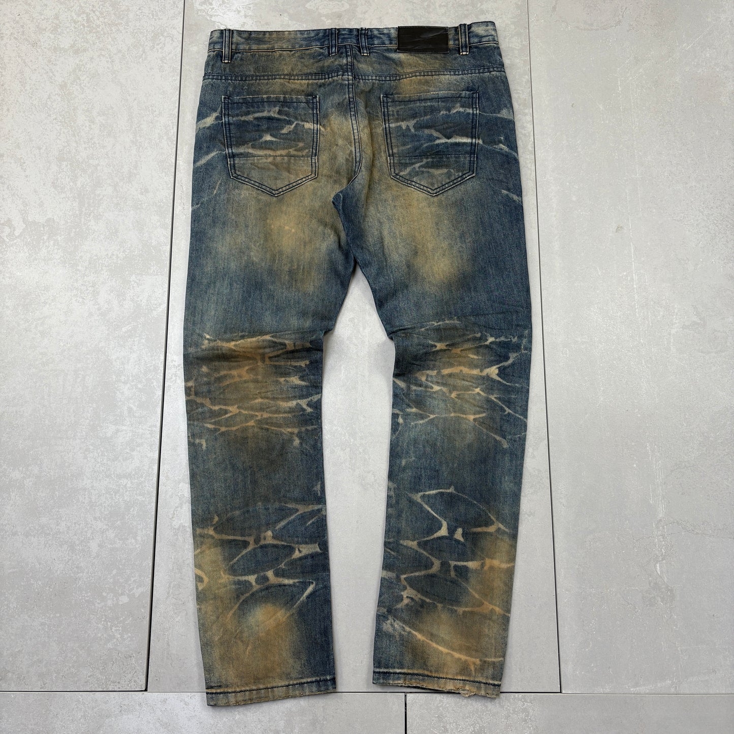 Vintage Distressed Mud Wash Hip Hop Straight Jeans - 38