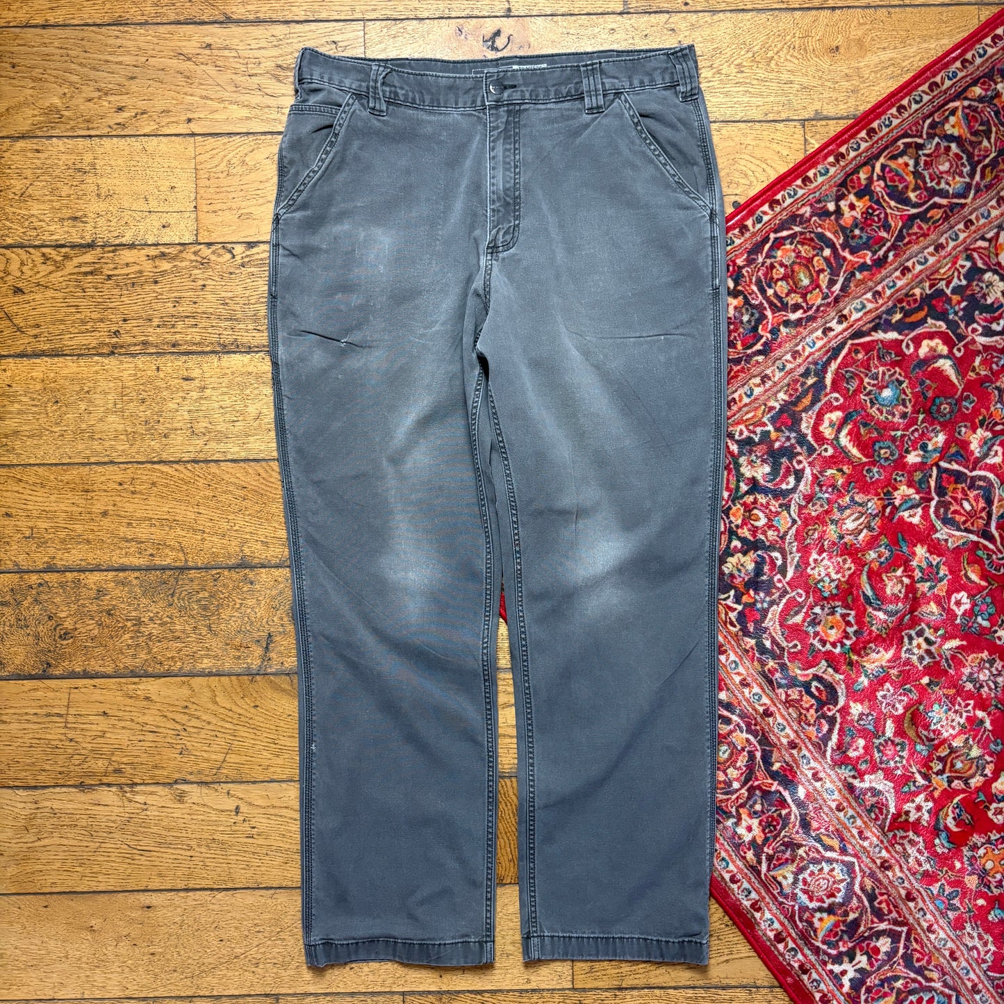 Vintage Carhartt Workwear Carpenter Grey Baggy Trousers - 36R