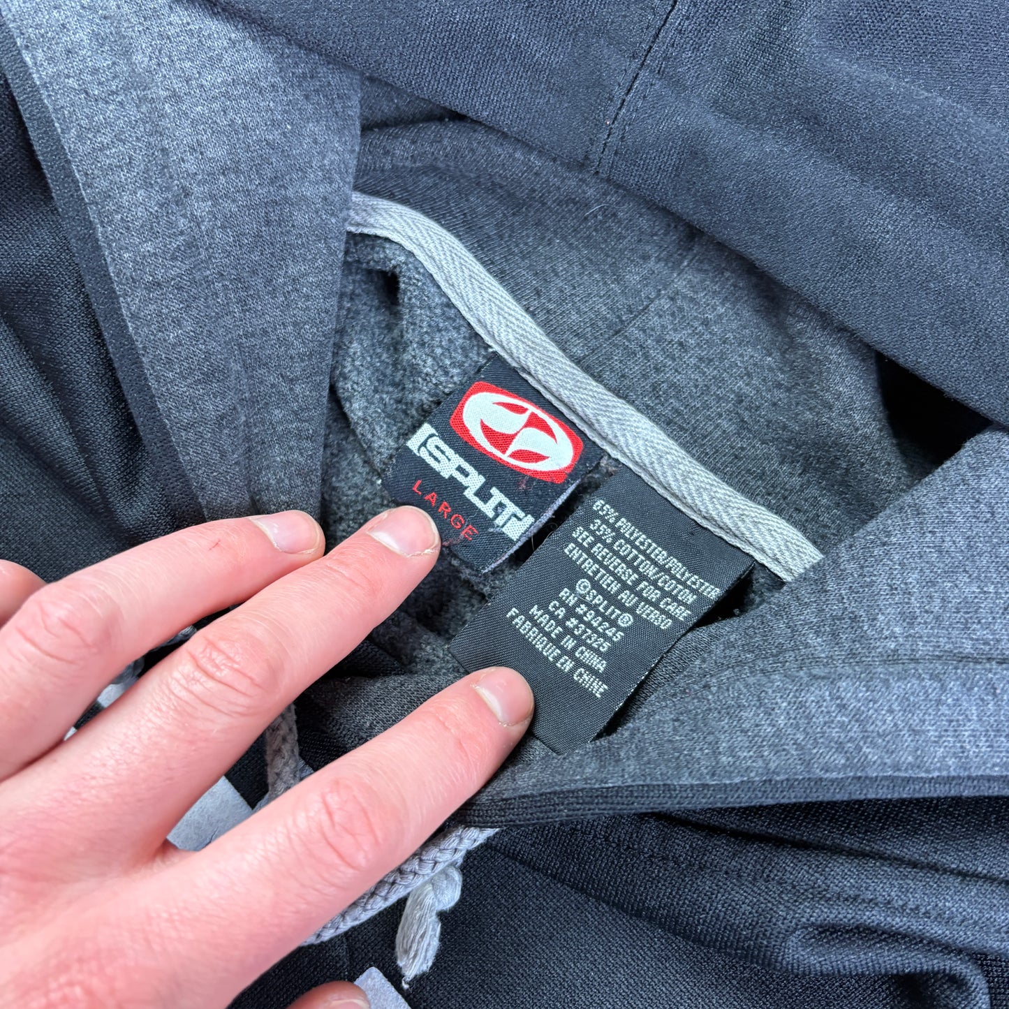 Vintage Split Black Hoodie Skate Sweatshirt - L