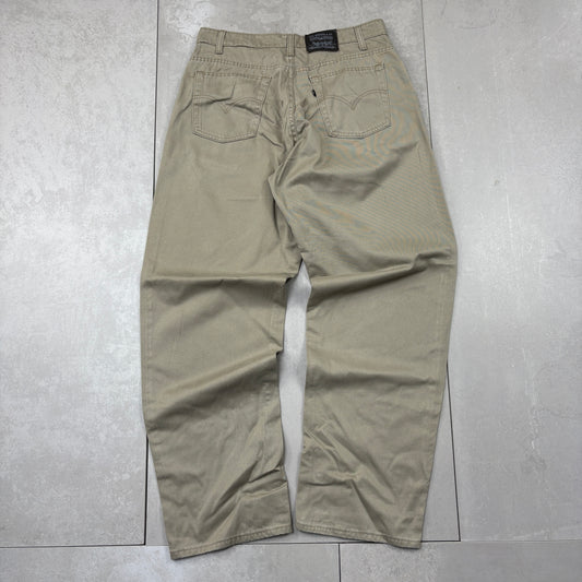 Vintage Levis Baggy Cream Chinos Trousers Jeans - 34