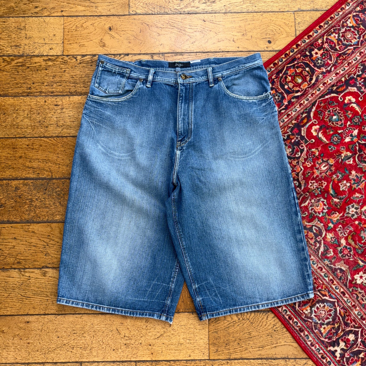 Vintage Sean John Y2K Blue Embroidered Hip Hop Baggy Shorts Jorts - 38