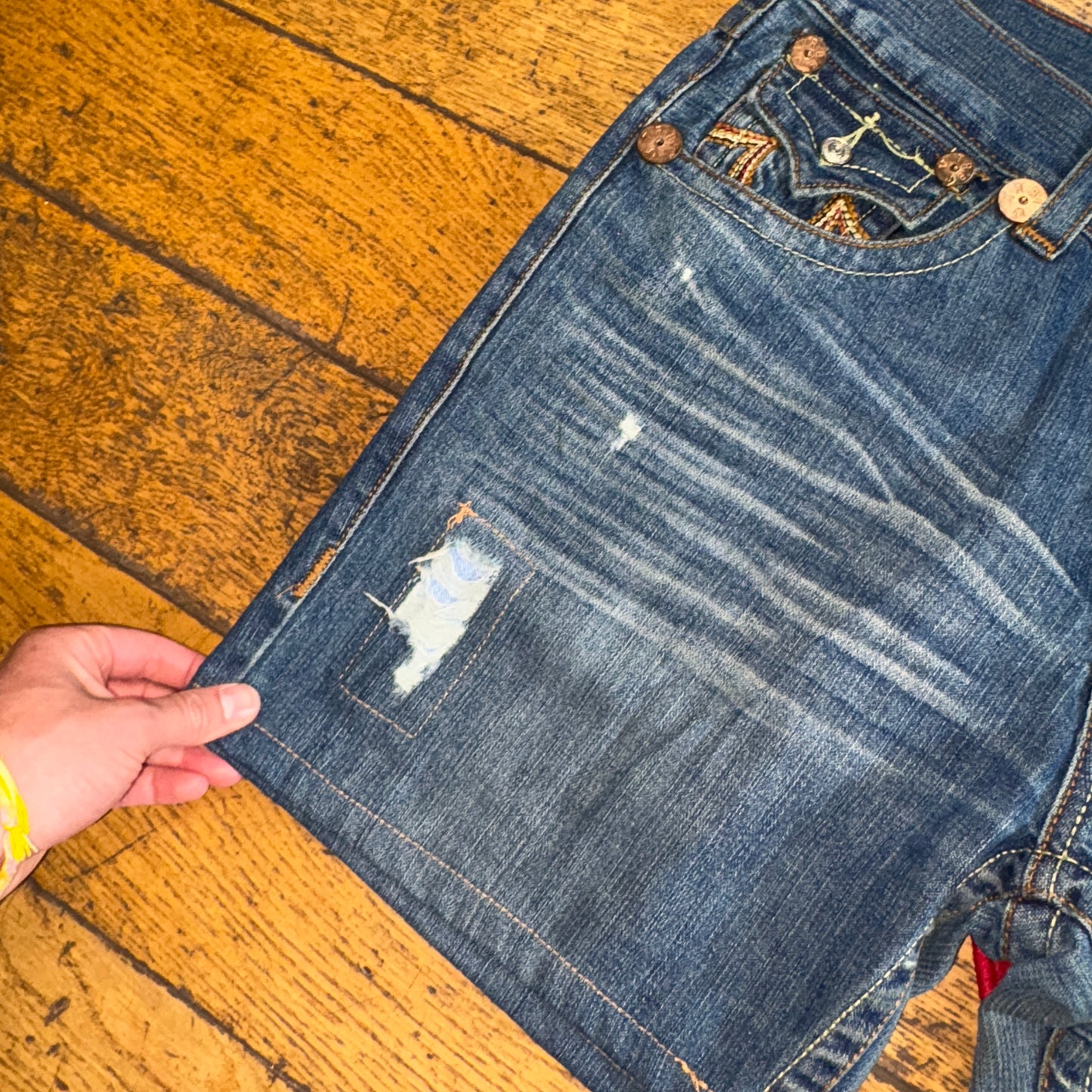 Vintage True Religion Blue Embroidered Y2K Shorts Jorts - 38