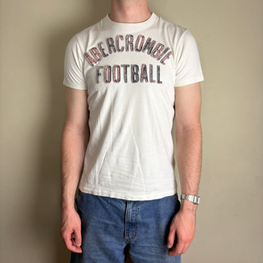Vintage Abercombie and Fitch White Embroidered Graphic T-Shirt - S
