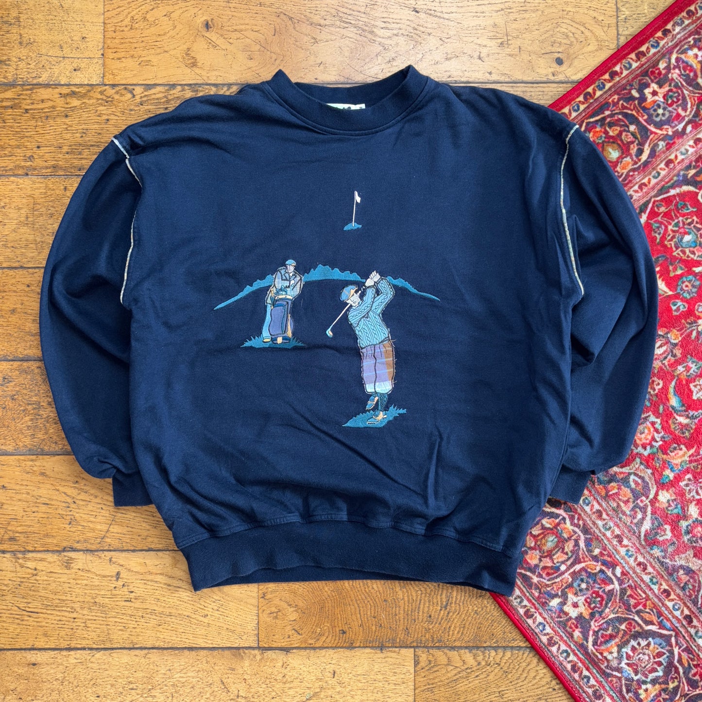 Vintage 90s Golf Navy Boxy Embroidered Sweatshirt - M