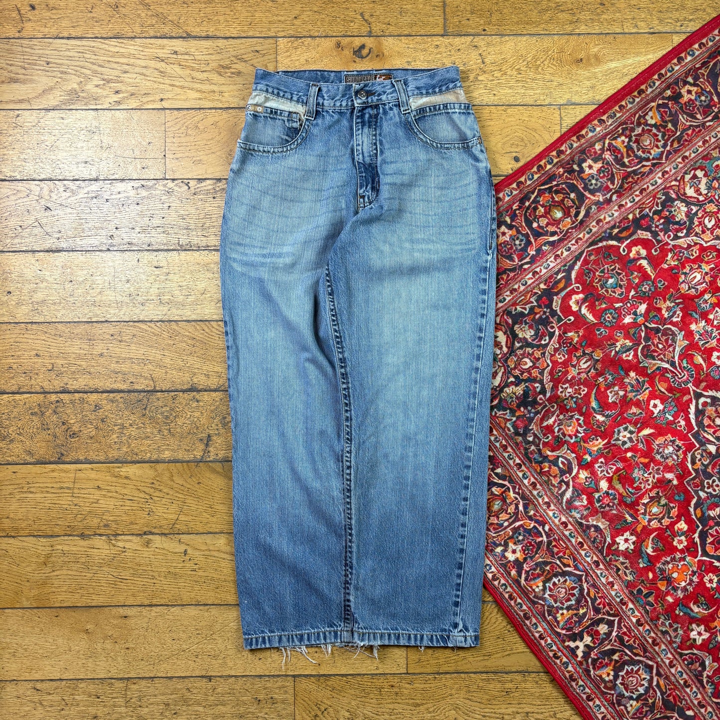 Vintage Southpole Blue Embroidered Y2K Hip Hop Baggy Jeans - 29