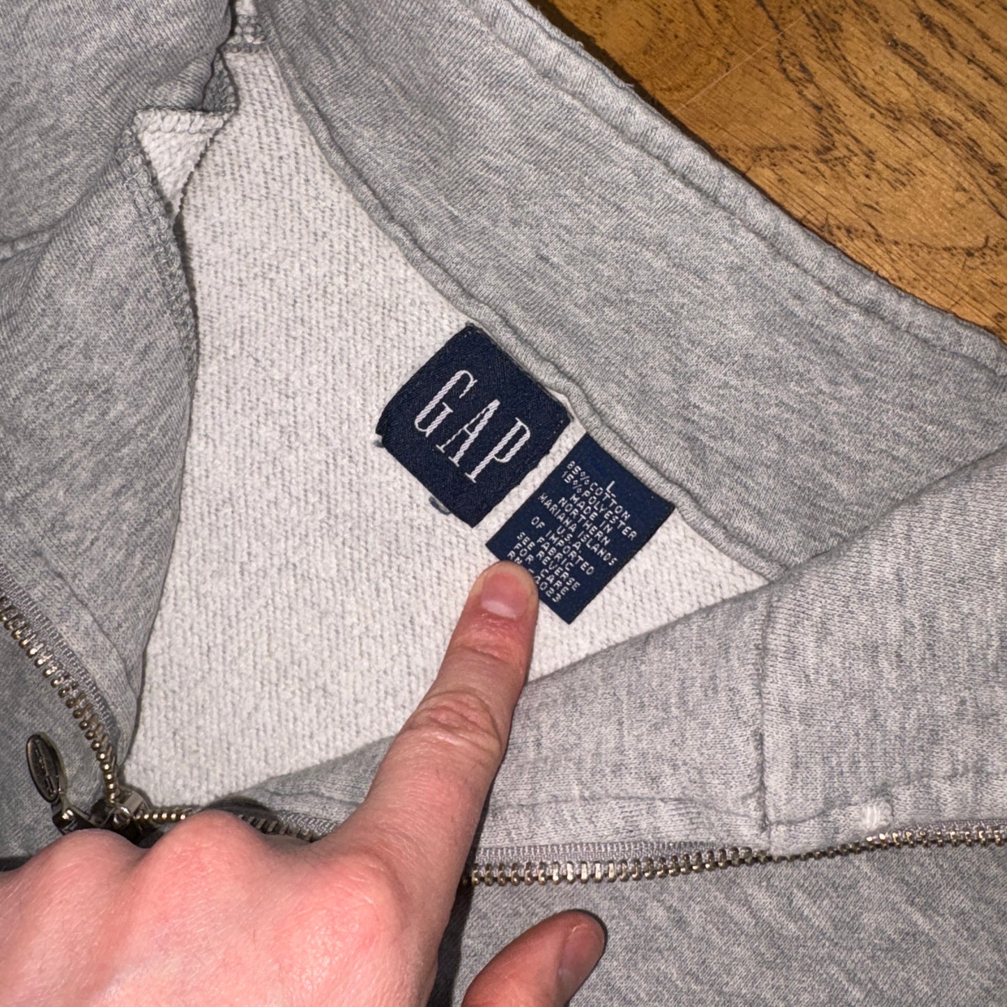 Vintage Gap Grey Quarter Zip Embroidered Sweatshirt - XL